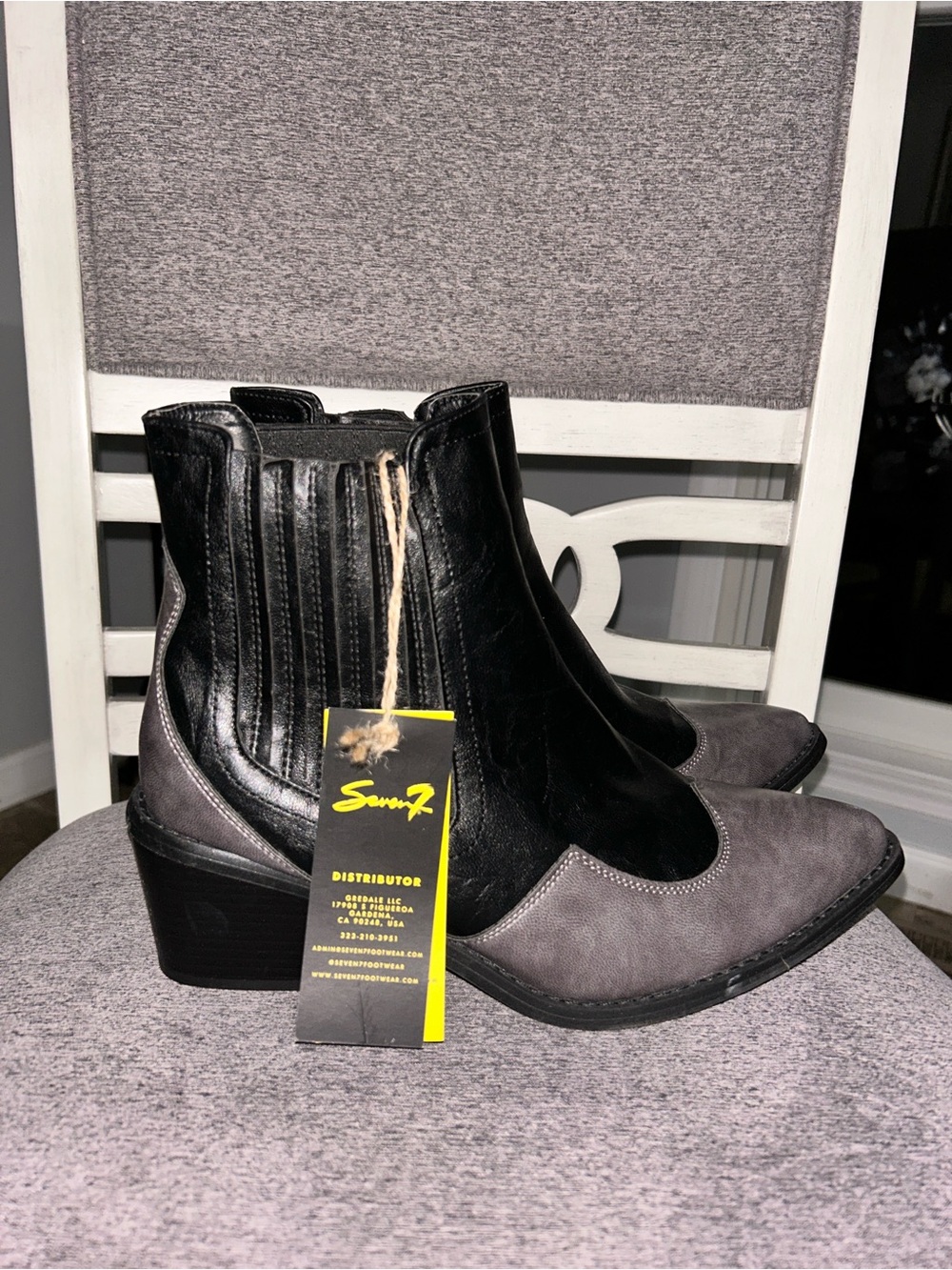 NEW SEVEN7 TUXEDO TEX GRAY BLACK COWBOW WESTERN STYLE WOMEN'S BOOTS 11 M